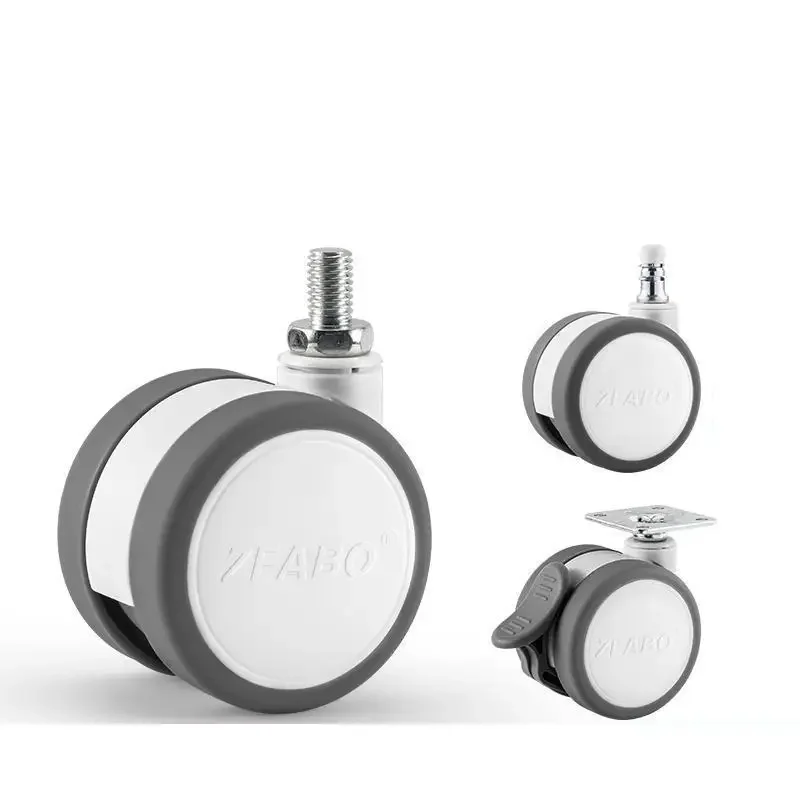 5 Pcs 2.5-inch Silent Swivel Universal Caster With White Rubber Wheels And Screw Mount For Furniture And Office Chairs