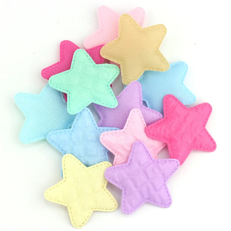 48Pcs 5cm Cute Star pentagramma Appliques imbottite copricapo fai da te forcina regalo artigianato Decor accessori di stoffa per indumenti