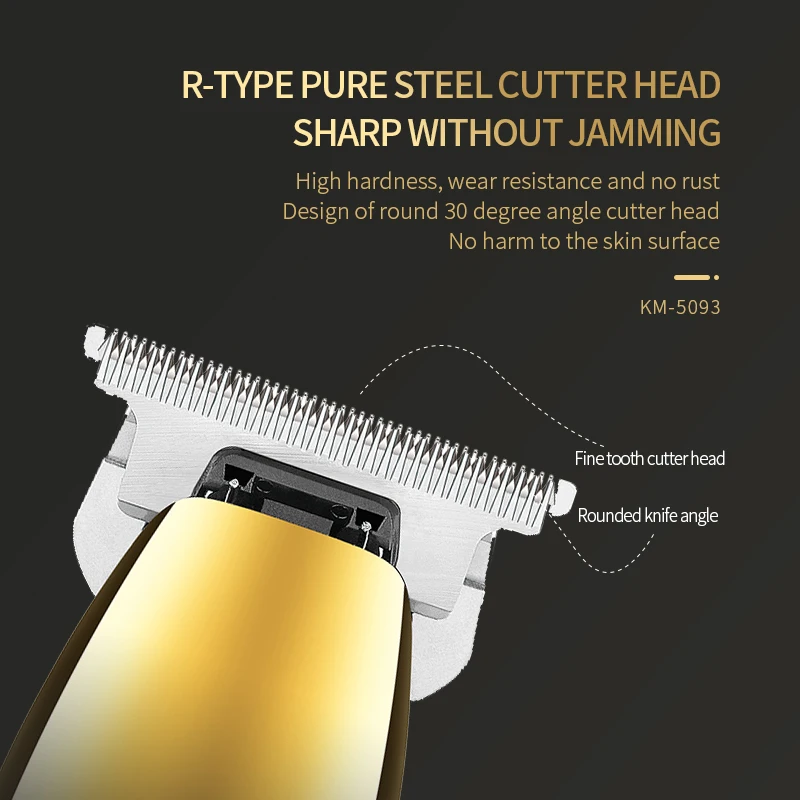 Kemei KM-5093 Hair Clipper Professional Finish Hair Cutting Machine Hair Beard Trimmer 0mm Skin Cut Electric Cutter Rechargeable