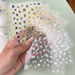 7pcs/Set 3D Laser Silver Gold Stars Nail Art Stickers Luxury Self Adhesive Star Nail Art Decals For Manicure Decorations Sliders