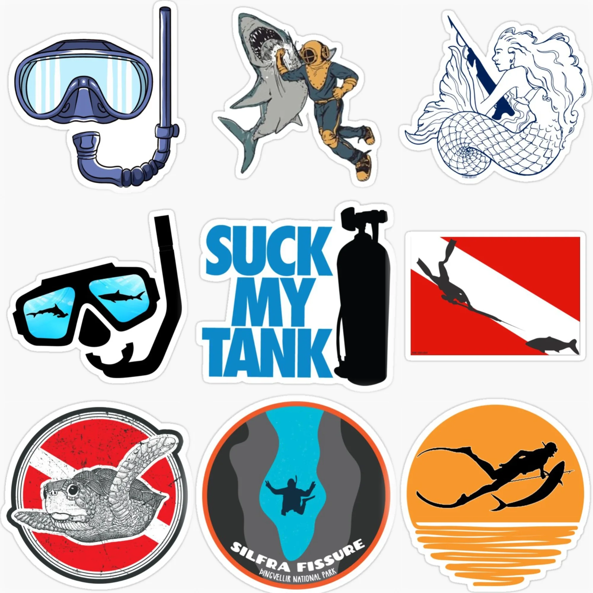 

Scuba Diver Diving Flag Goggles Creative Car Stickers Accessories Customizable Size Van Bicycle Helmet Wall Decal