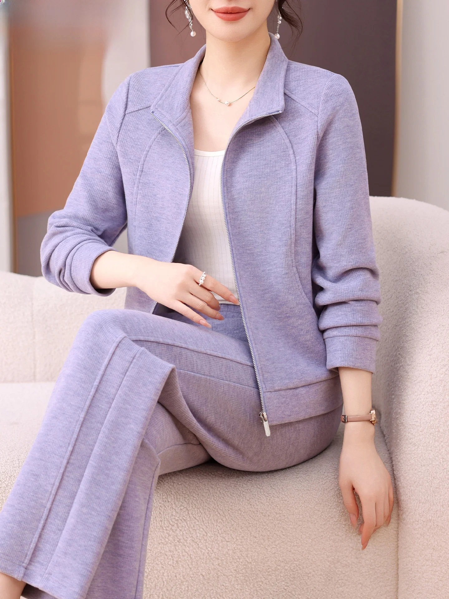 

Casual Sportswear Set for Middle-Aged And ly Women Spring Autumn 2025 New Sle Mom's Outerwear Top Bot Two-Piece Set