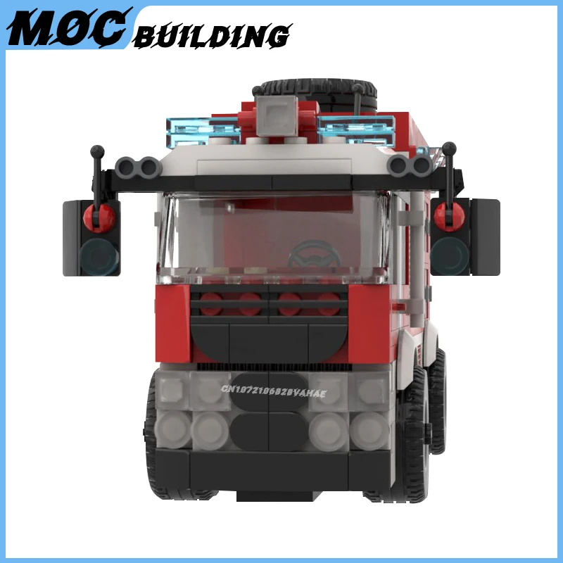 MOC Building Blocks City Fire Engine Model Emergency Rescue Vehicle Assemble Bricks Firefighting Truck Car Toys Collection Gifts