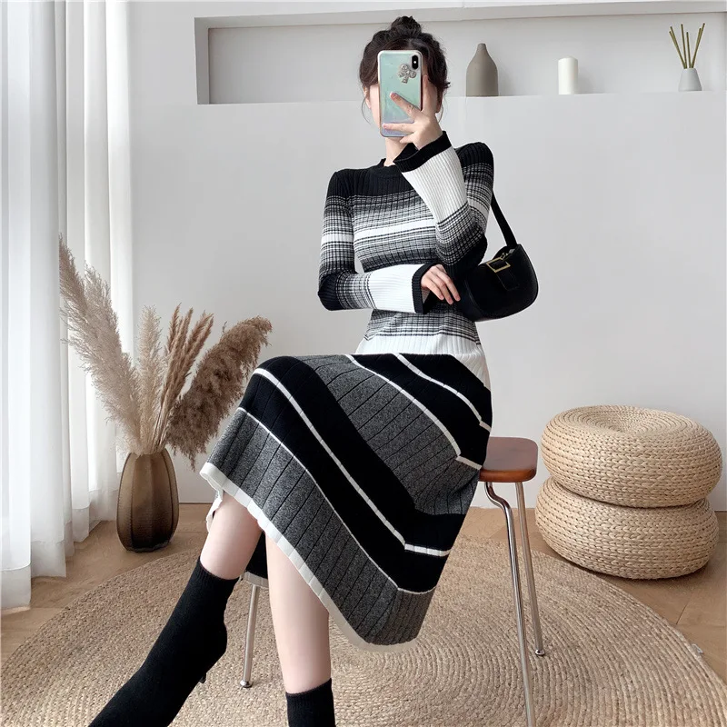 

Knee Length Pullovers Elegant Sweaters Jumpers Women Slim Lantern Sleeve Social Malhas Ladies Western Style Drawstring Detail OL