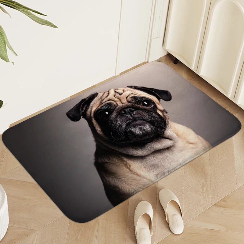 Pug Dog Cute Carpet Entrance of House Outdoor Entrance Doormat Veranda Floor Mat Living Room Bathroom Rug Modern Home Decoration