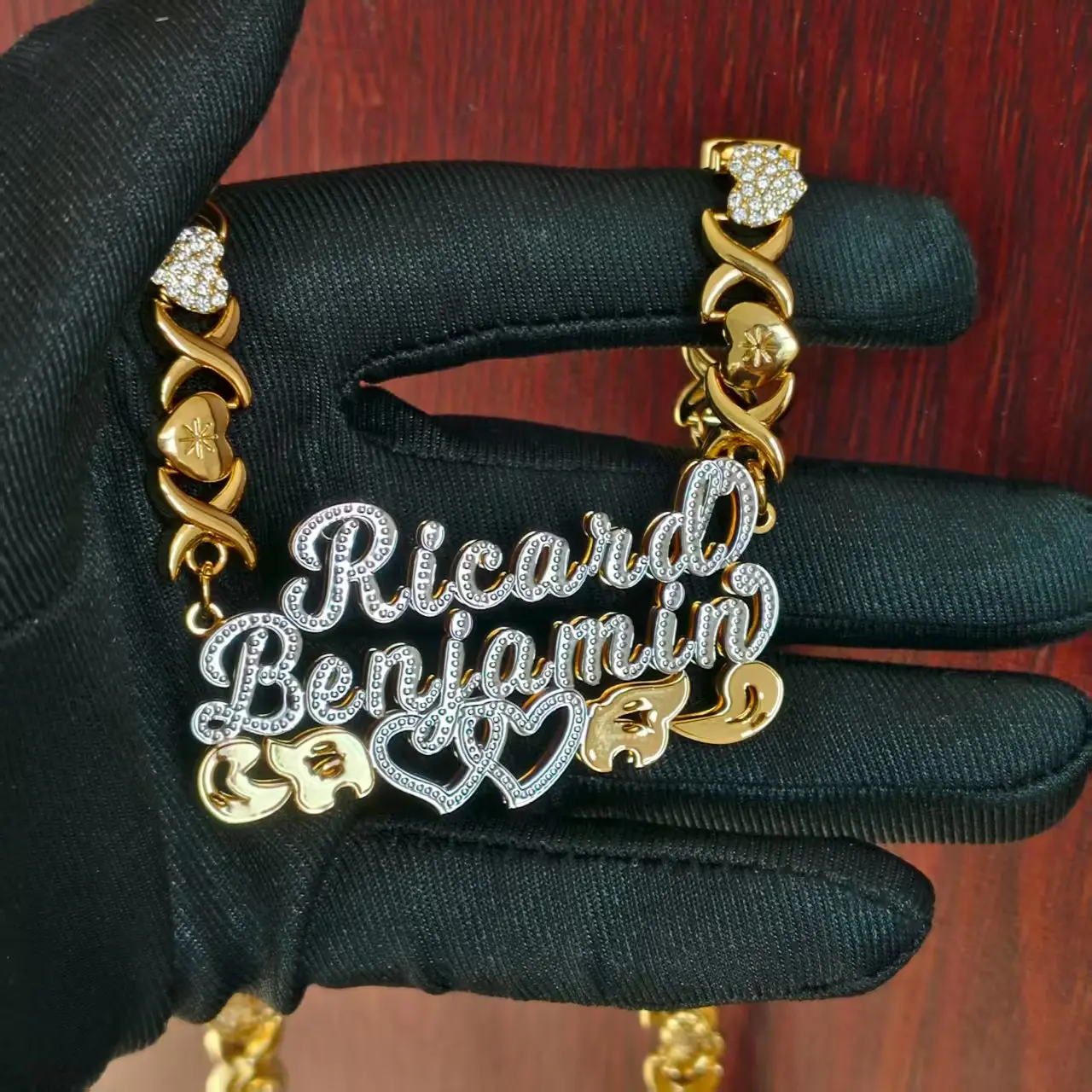 Wholesale Customized 2 Name Necklace Personalized Letter 3D Double Necklace Personalized Jewelry Valentine's Day Gift for Her