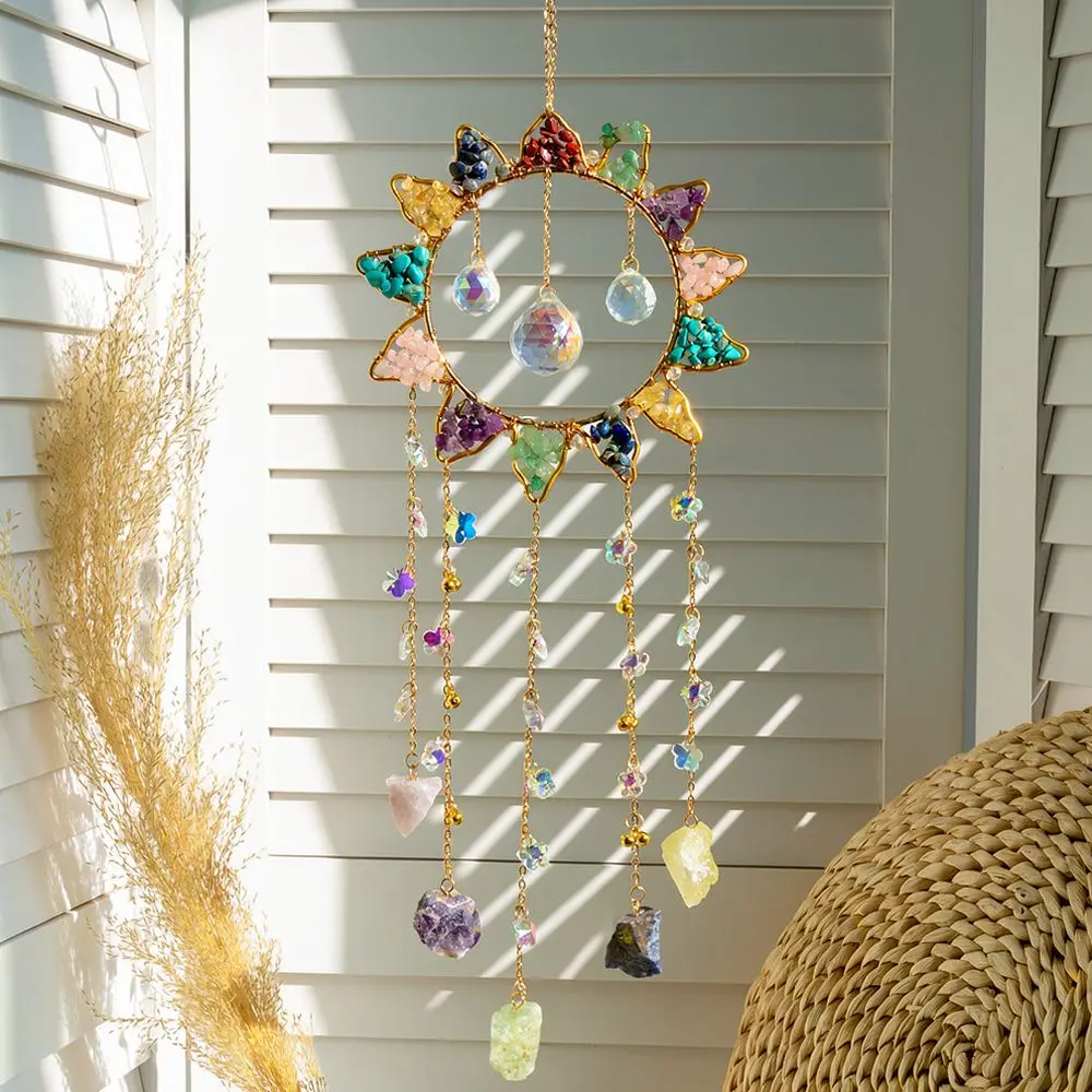Beautiful Tree Of Life Dream Catcher Crystal Hanging Ornament Handmade Boho Decor For Home Room Decoration