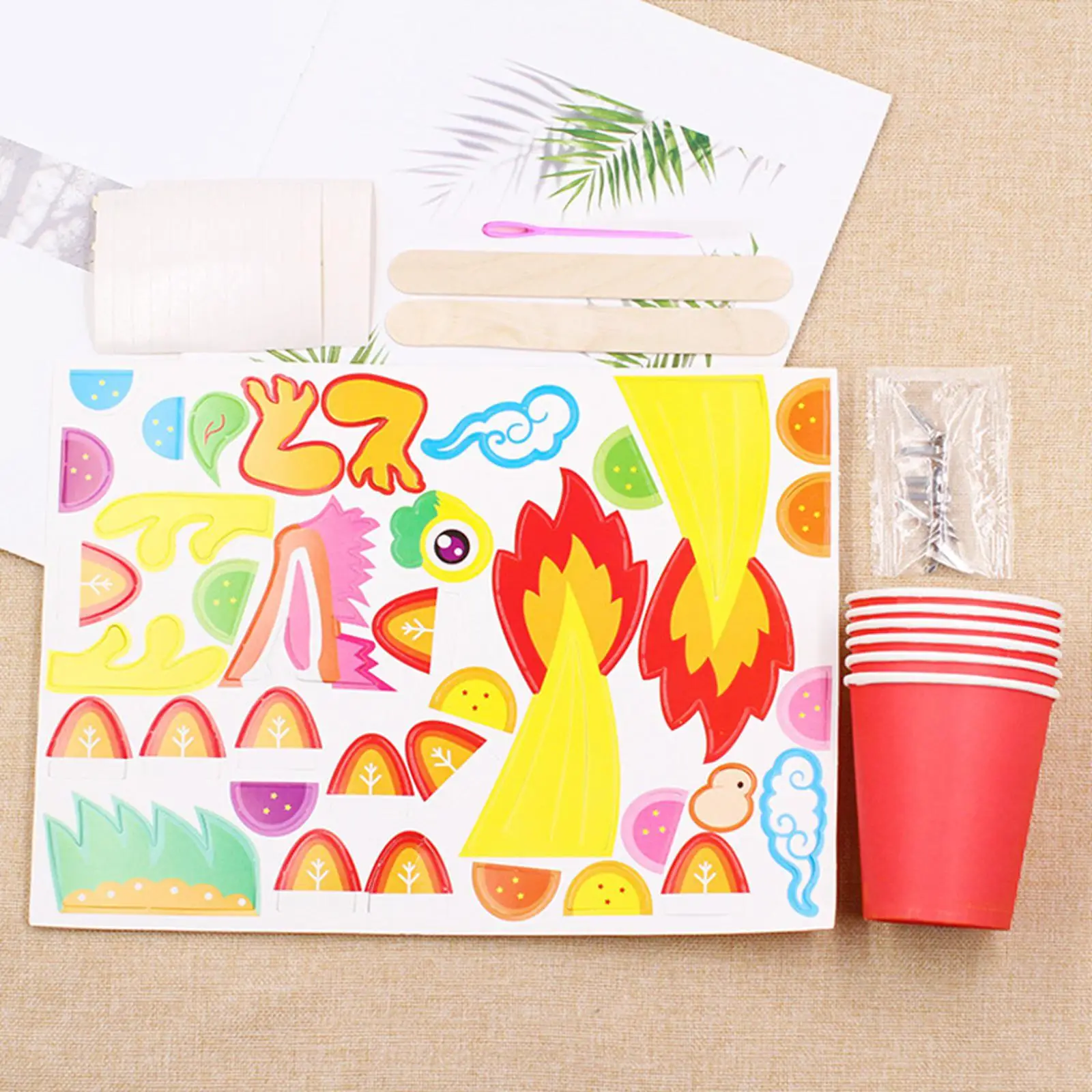 Handmade Paper Cups Dragon 3D Craft Kit DIY Puzzle Art Model for Kids Educational Toy Kindergarten Activity Animal Decor Set