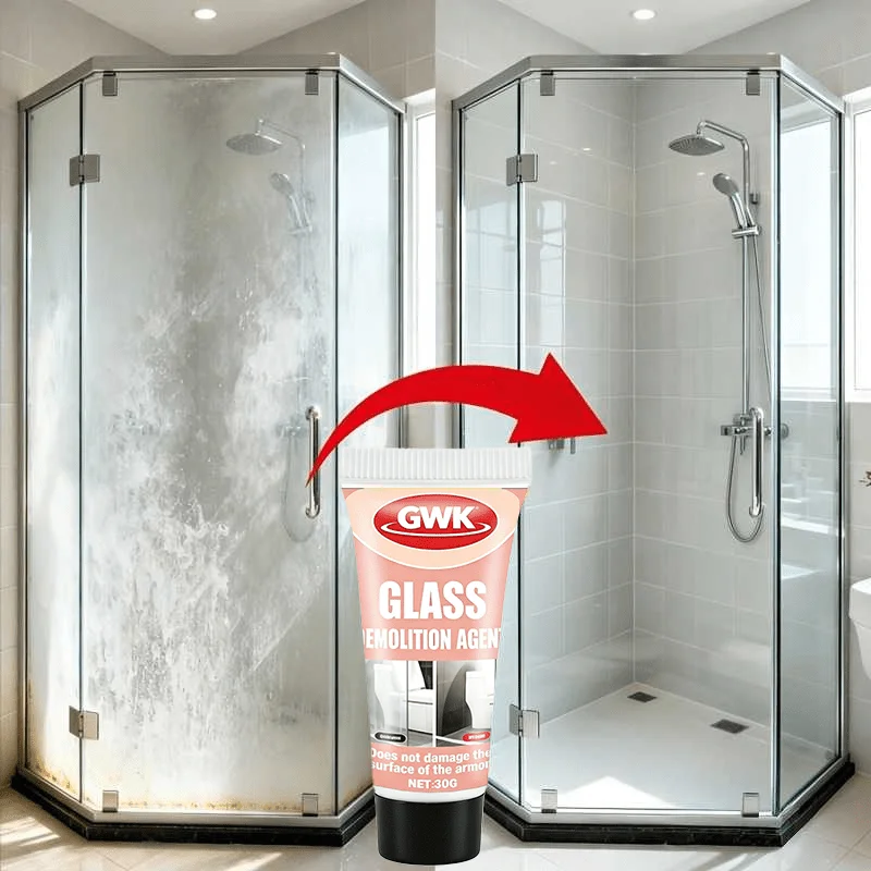 Bathroom Glass Oil Film Remover Paste: Removes Shower Oxidation, Polishes Auto Glass, Brightens windows, for Car & Home Use