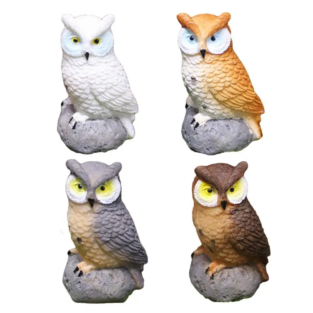 Outdoor Owl Figurine Owl Statue Garden Decor Set of 4 Owl Statues Resin Garden Ornaments Indoor Outdoor Art Craft for Courtyard