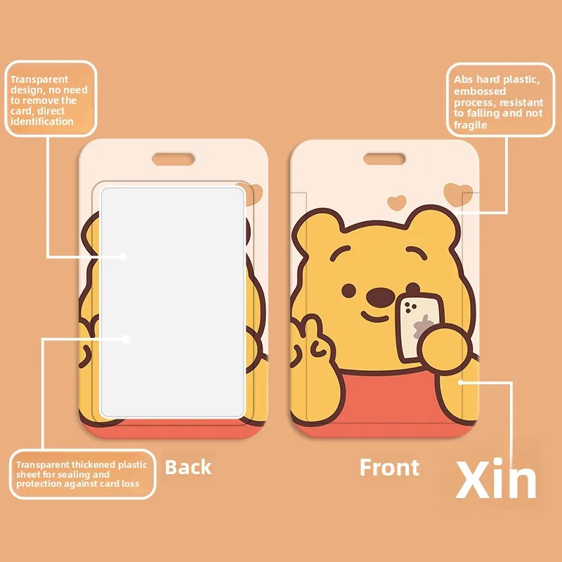 حامل بطاقات ديزني ويني ذا بوه للأطفال الطلاب Kawaii حامل شارة محمول للتحكم في الوصول إلى بطاقة حافلة وجبة الحرم الجامعي #4