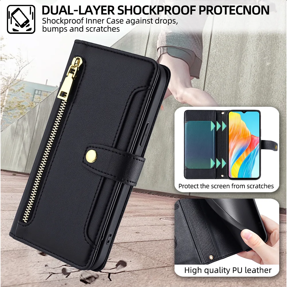 Luxury Lanyard Leather Cellphone Flip Phone Case for Samsung Galaxy A07 A06 A17 A16 A36 A56 S25 EDGE S24 FE S23 Ultra Back Cover