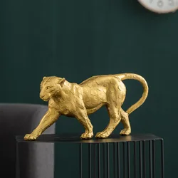 Resin Animal, Golden Tiger, Cow, Leopard Statue Decoration Craft Gift, Modern Living Room, Study, Office Desktop Decoration