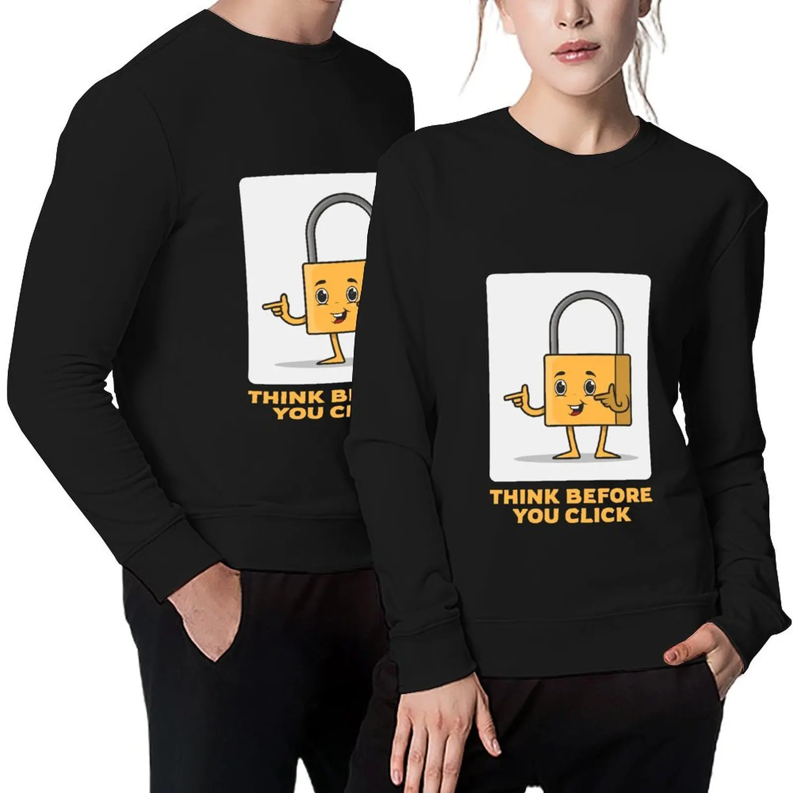 

Funny Cybersecurity Awareness: Think Before You Click Pullover men's clothes men clothes tracksuits sweatshirt for men