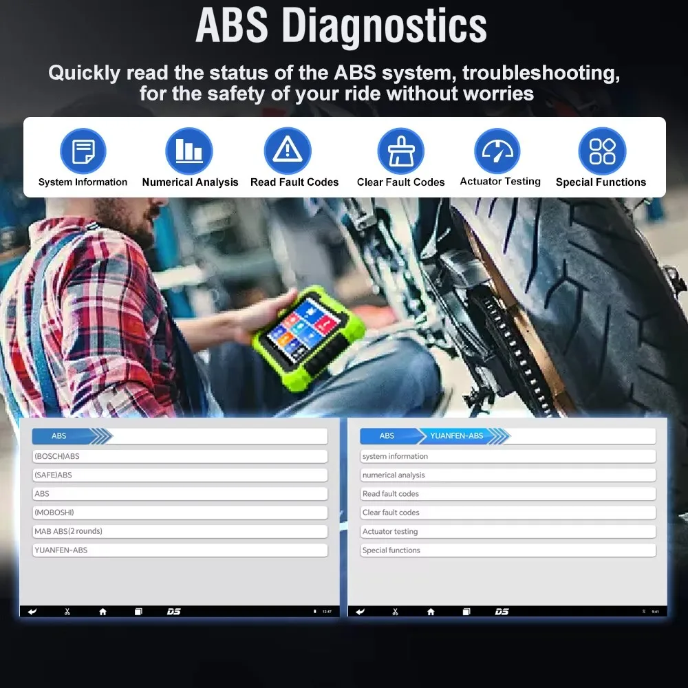 NEW JDiag M400 PRO  Motorcycle Diagnostic Scanner ABS System Tester Battery Tester EFT Code clean For Kawasaki Yamaha Honda KTM