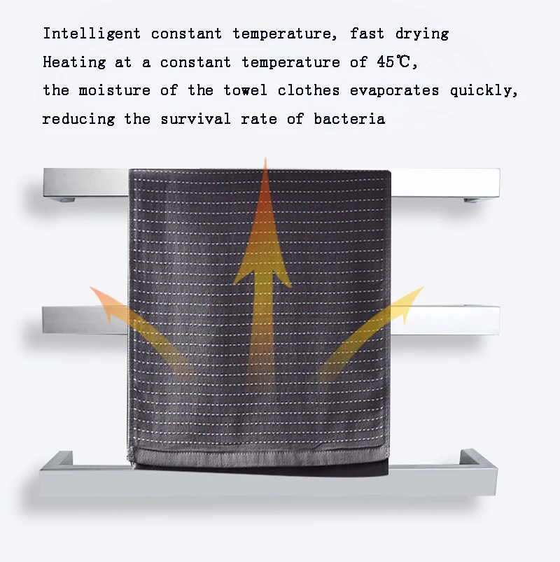 Imagem -02 - Toalheiro Elétrico 304 45 ° c Toalheiro Aquecido de Temperatura Constante 5min 632*40 32*100 mm 110v 220v Aquecedor de Toalhas Aço Inoxidável