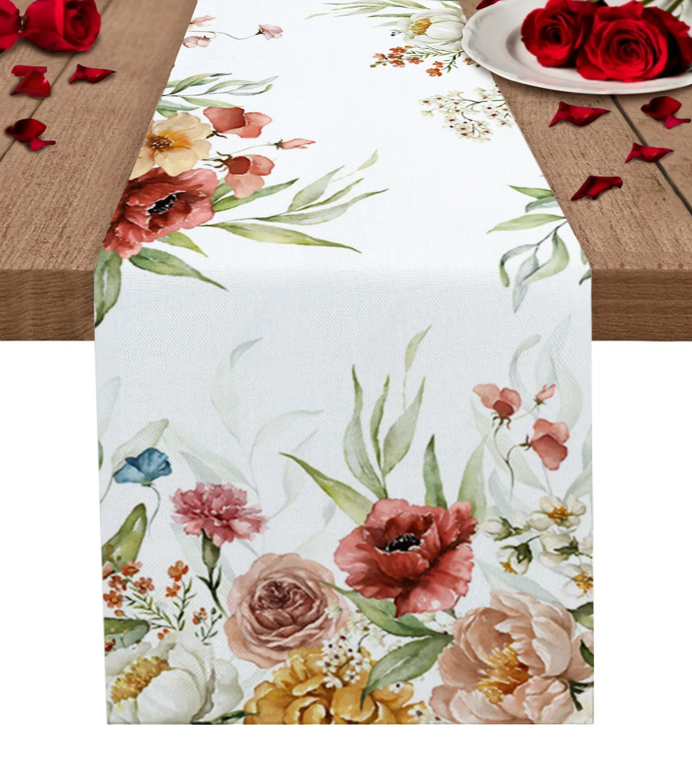 

Spring Eucalyptus Flower Rose Table Runner Decoration Home Decor Dinner Table Decoration Table Decor