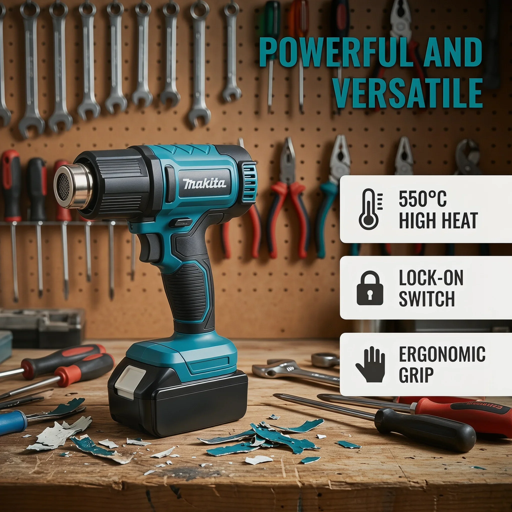 Makita 18V Brushless Cordless Heat Gun 60-540℃ 4-Speed Airflow LCD Digital Display For Makita 18V Battery Tool Only