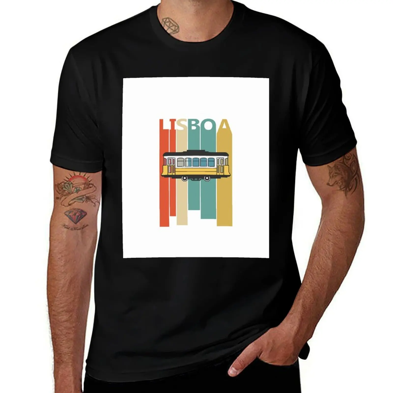 Retro Lisbon tram - Elétrico de Lisboa - Carreira 28 T-Shirt Short sleeve tee blanks blacks T-shirts for men cotton