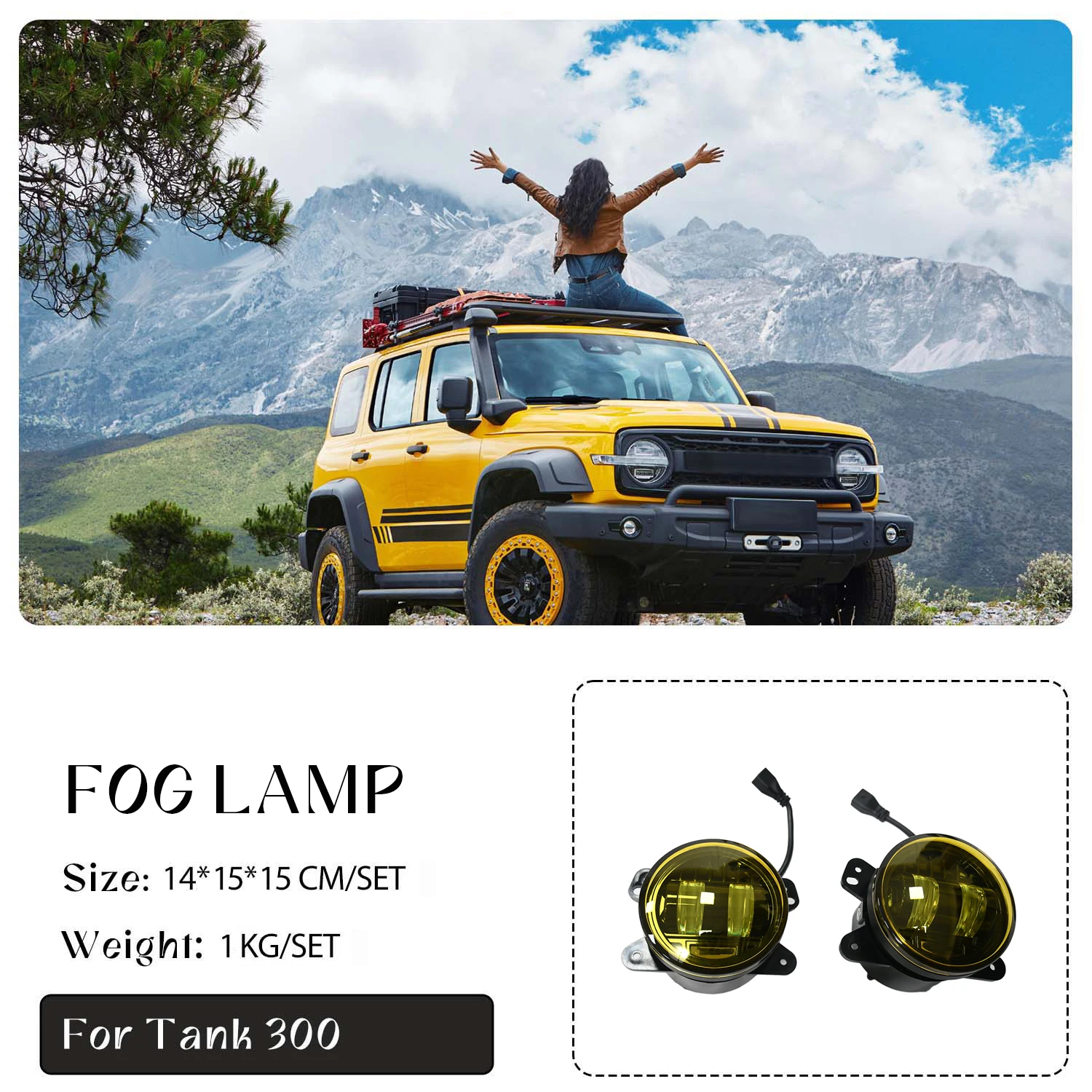 RUS Car spot fog lamp LED for 2020 GWM Tank 300 SUV off-road accessories yellow fog reflector light for Tank 300 Great Wall WEY