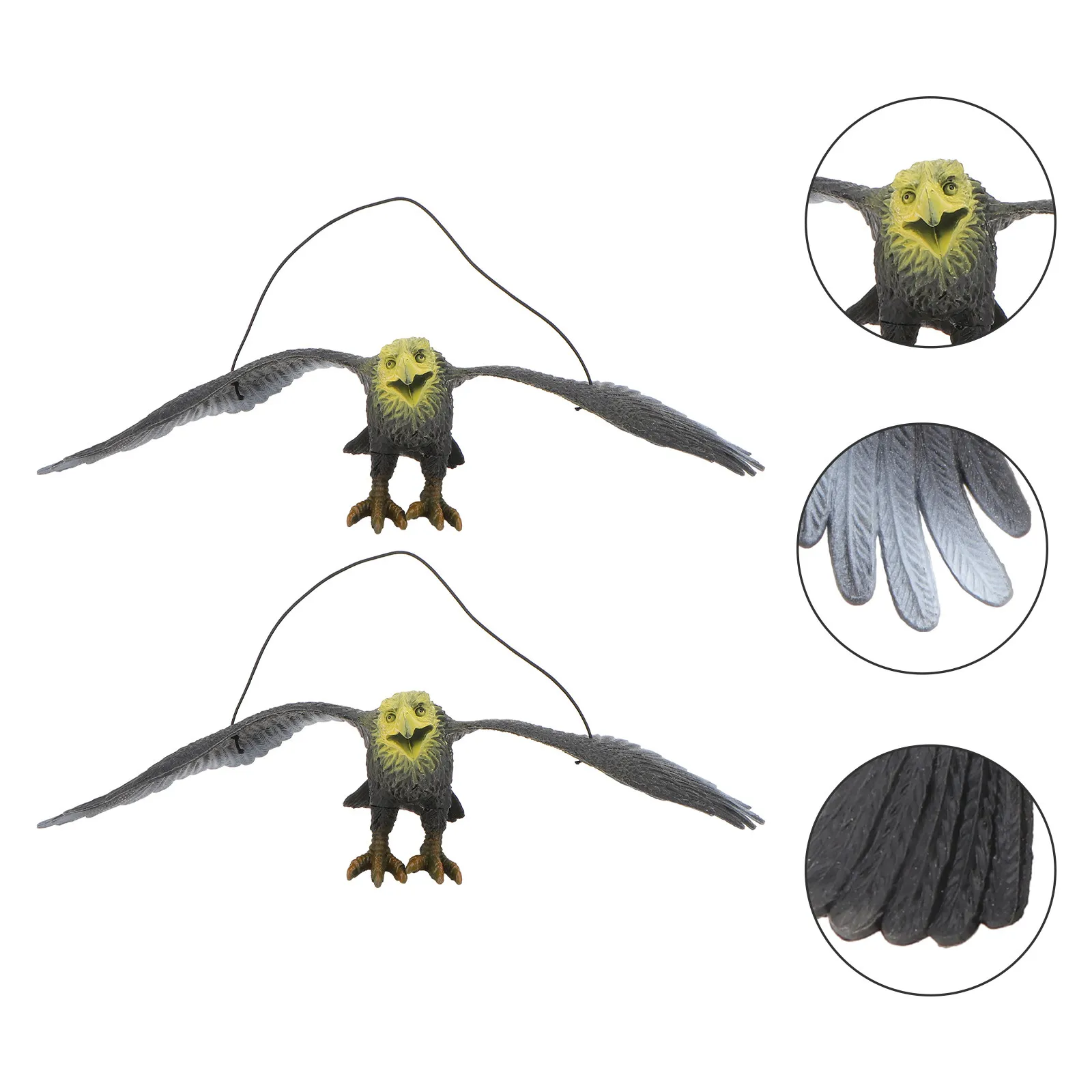 

2Pcs Detailed Eagle Figure Non Toxic Sturdy Plastic Yard Decoration Pest Control Tool Nature Study Aid for Children Learning