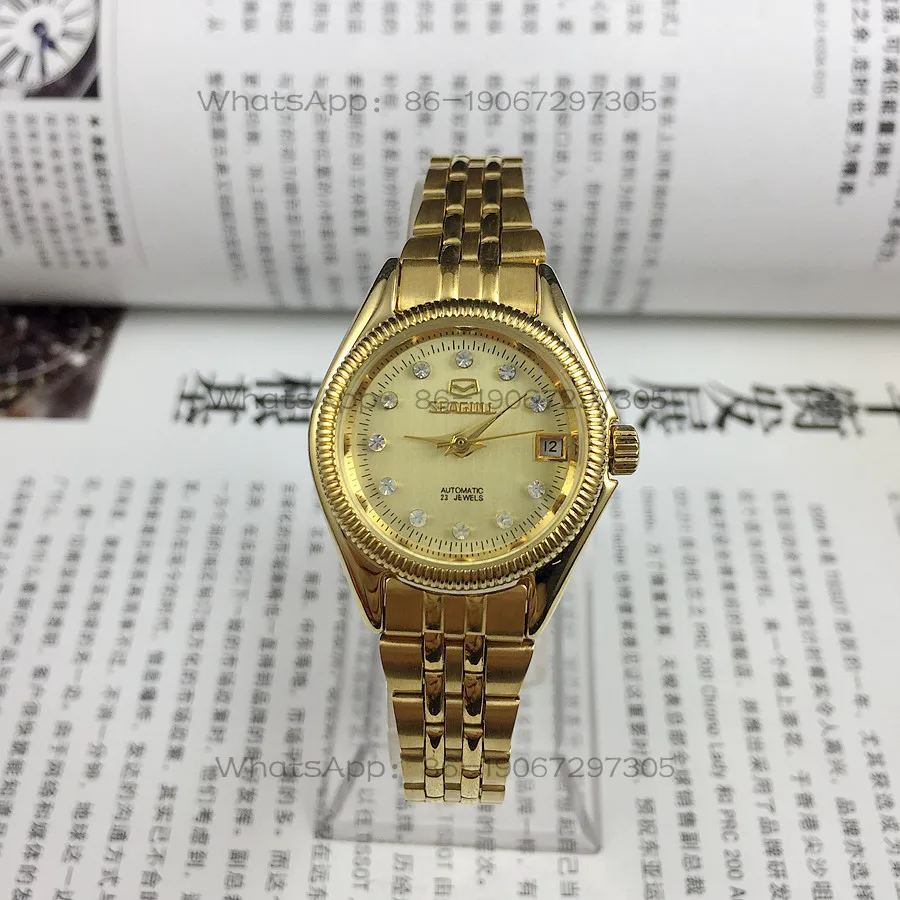 Reloj Mecánico Automático Para Mujer De 27 Mm, Marca Tianjin Seagull, Con Bisel Estriado, Caja Amarilla, Esfera Amarilla Y Calendario Simple. — -29%, 15.08€ Coupon, from 35.19€ – 29% descuento – €35.19