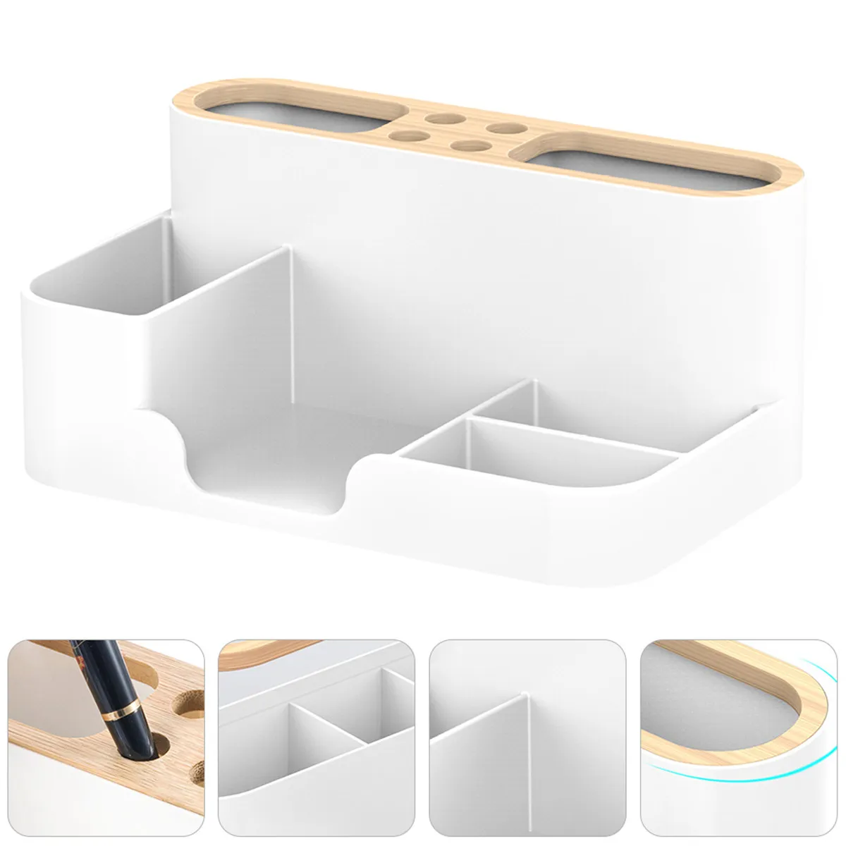 

1Pcs Divided Pen Container Desktop Storage Box Large Capacity Compartment Organizer for Students Teachers Office Desk Tidy