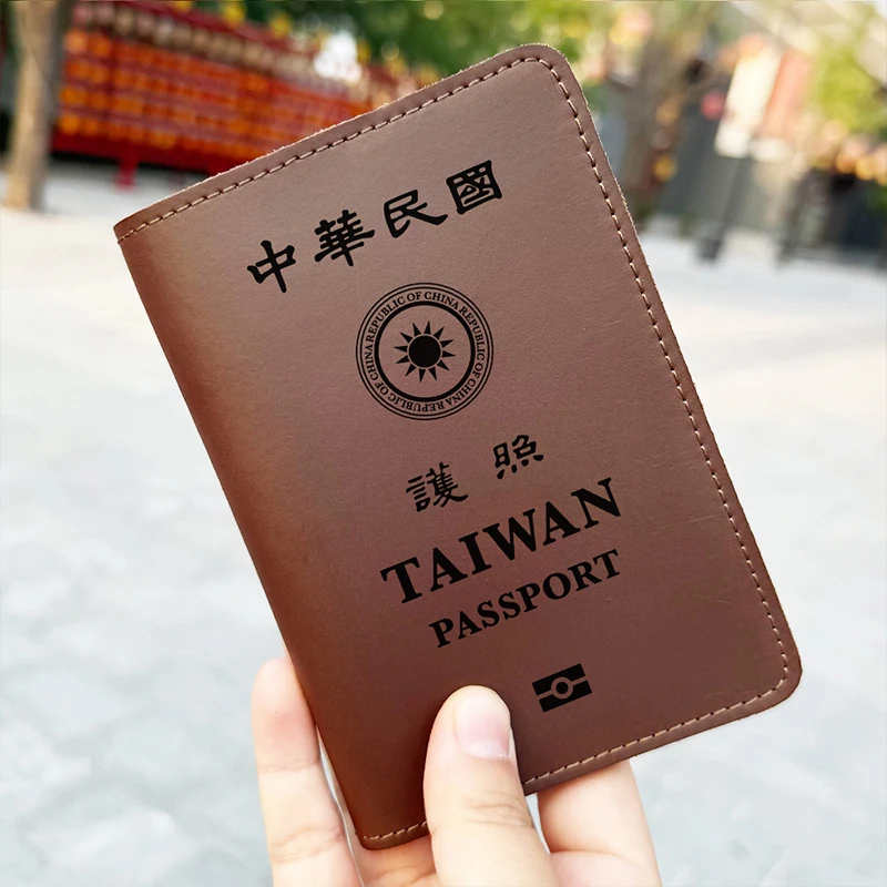 Personalized Taiwa Engraved Name Passport Cover Handmade Genuine Leather Taiwa Passport Holder Travel Passport Case Wallet