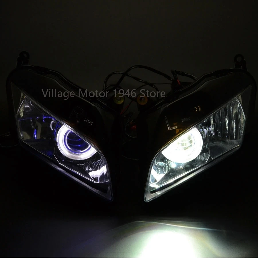 Motorcycle Front Headlight Low/Hi Beam HID Projector Headlight Assembly Angel Devil Eyes Head Lamp For Honda CBR600RR F5 2007-12