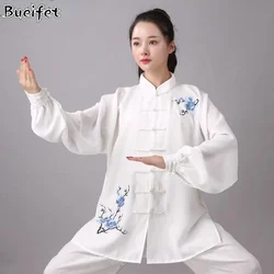 Taichi respirável uniformes wushu kungfu vestuário estilo chinês bordado artes marciais adultos wingchun trajes de exercício da manhã