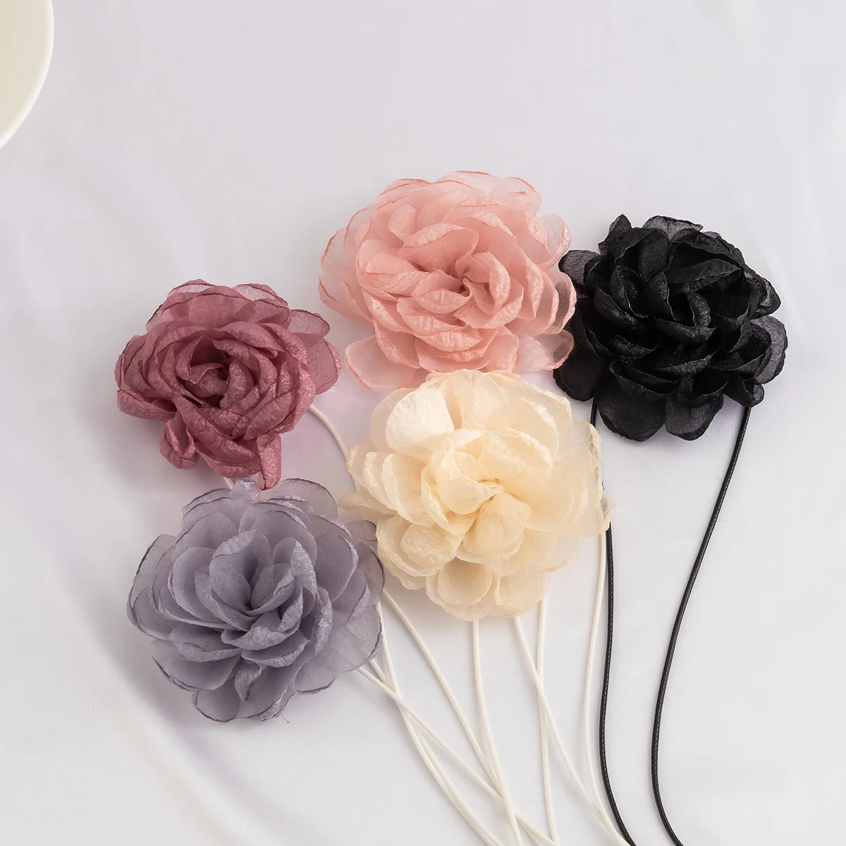 Exagerado Elegante Big Rose Flower Clavícula Cadeia para Mulheres, Kpop, Sexy, Romântico, Corda Ajustável, Gargantilha, Y2K Acessórios