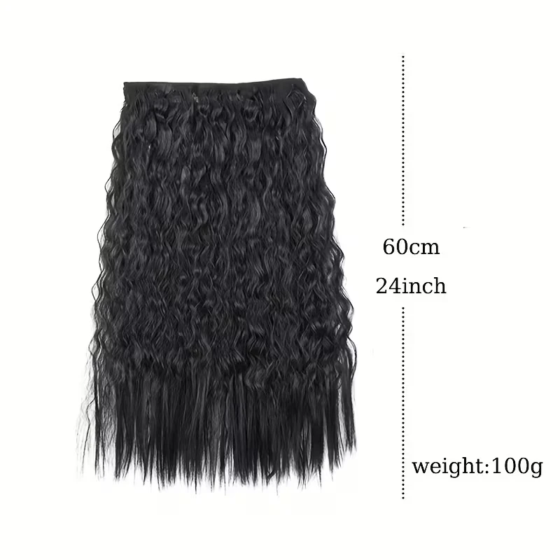 24Inch Synthetic Long Kinky Curly 5 Clip-In Hair Extension Heat-Resistant Fashionable Fluffy Hairpiece for Women Daily Use