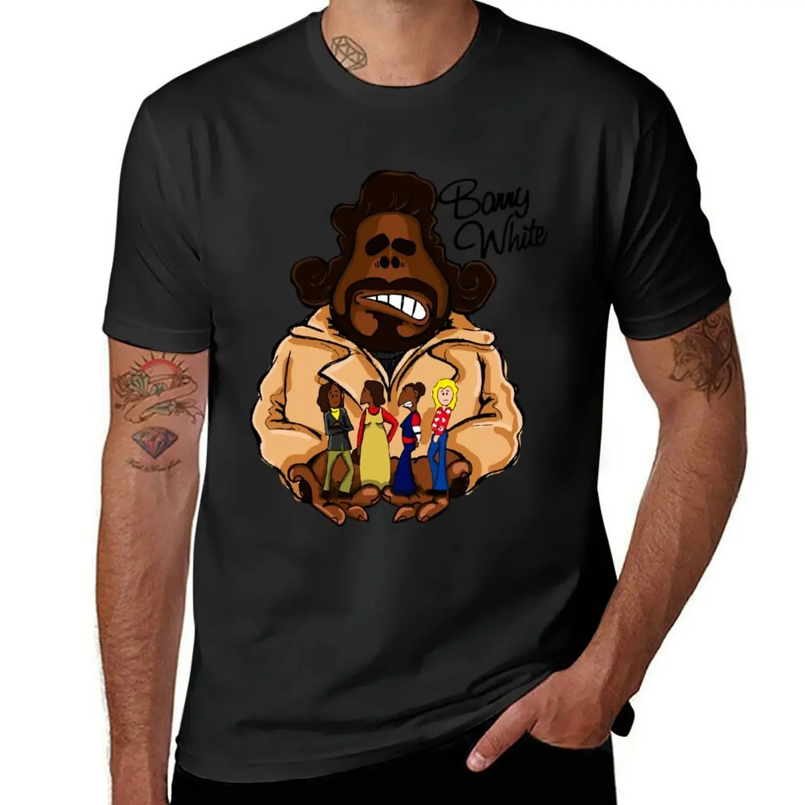 

BarryWhite Cover parody_caricature T-Shirt plus sizes graphic shirts vintage new edition mens t shirts casual stylish