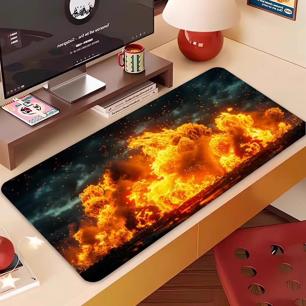 لوحة ماوس لوحة ماوس كبيرة جدًا لشخصية اللهب الراقية للألعاب الرياضية الإلكترونية ولوحة مفاتيح رائعة