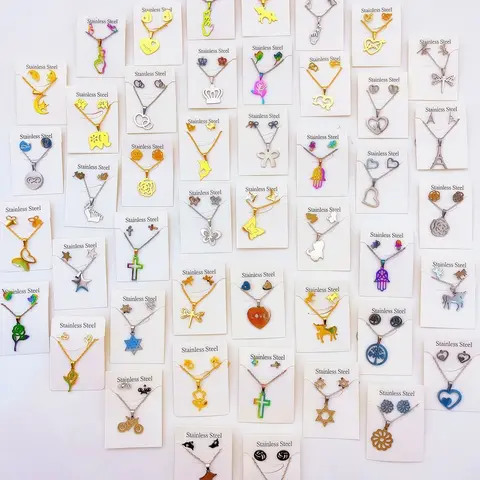 5/8/10/15/20Sets Fashion Butterfly Heart Stainless Steel Earrings Necklace Set For Women Mix Style Trendy Jewelry Party Gifts