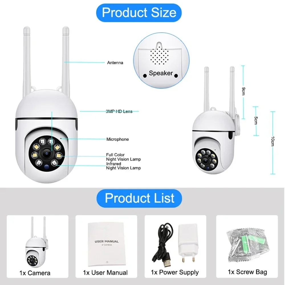 Imagem -06 - Câmera Cctv ao ar Livre com Sdcard Vigilância em Casa Proteção de Segurança Sistema de Monitoramento Câmera ip 5g Wifi 1080p 4.0 Zoom