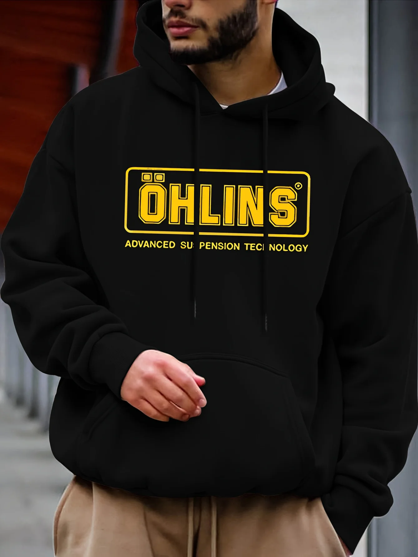 

[Толстовка Ohlins] Термальная толстовка унисекс Ohlins | Толстовка свободного кроя из 100% полиэстера с длинными рукавами, жирный желтый логотип, усовершенствованная подвеска