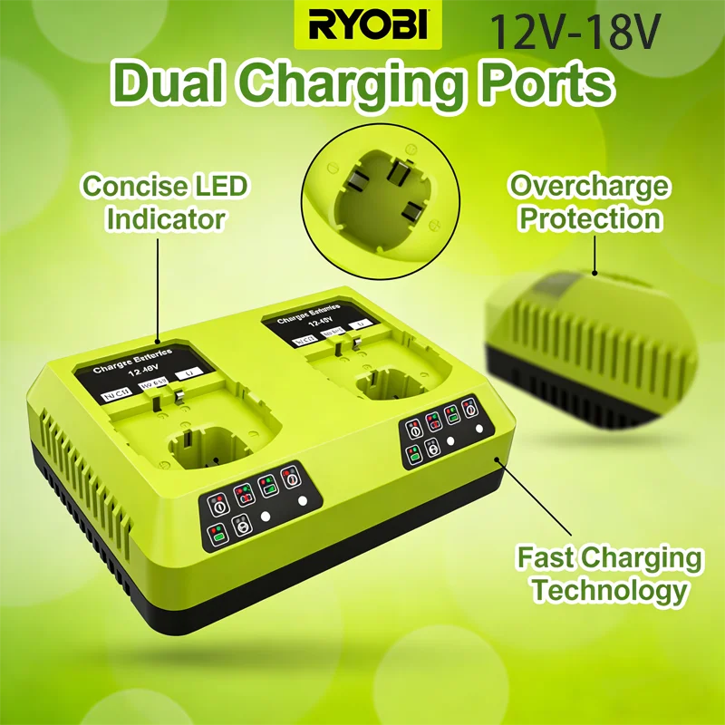 Original P117 P118 Fast Charger Compatible with Ryobi 12V 14.4V 18V Li-ion Ni-CD Ni-Mh Battery P100 P102 P103 P105 Fast Charge