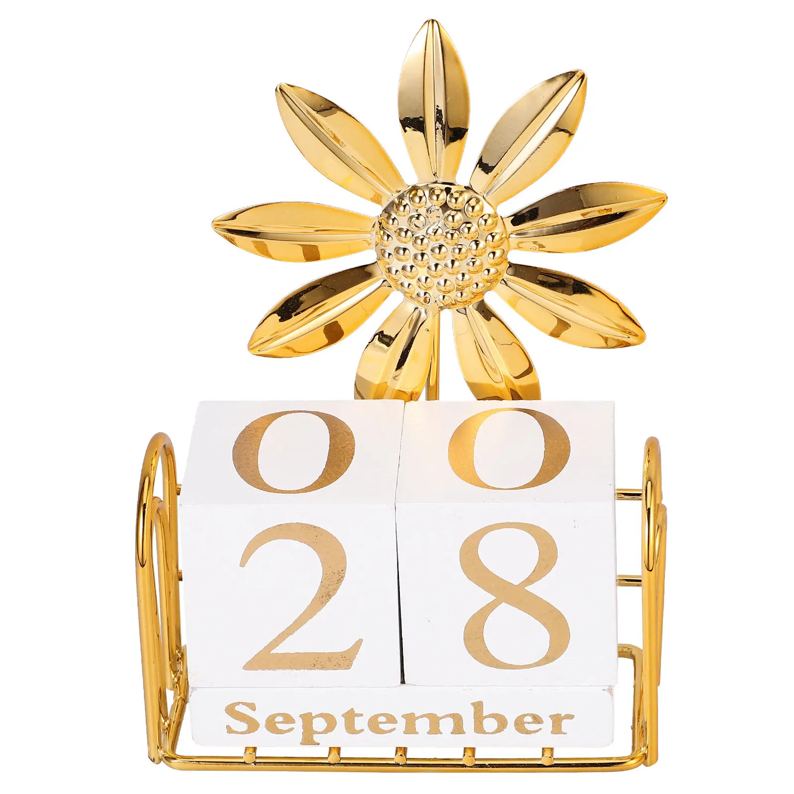 1Set Household Perpetual Wooden Calendar Blocks Table Calendar Elegant Decorative Office Supply for Home School Daily