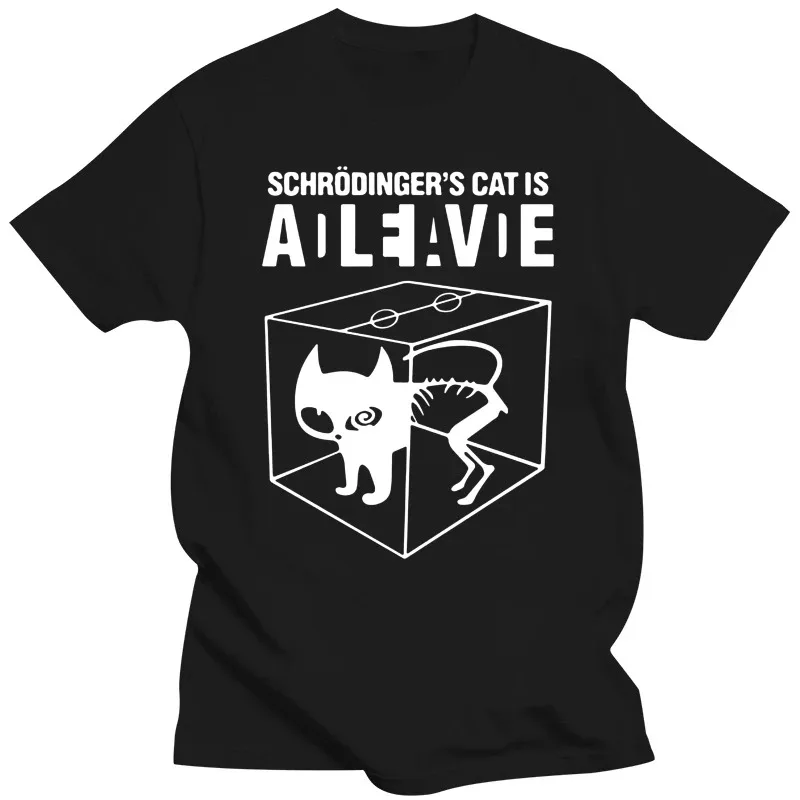 Men's T-shirt Top Quality Cotton Schrodinger's Cat Print Short Sleeve Men T Shirt Casual The Big Bang Theory Mens Tshirt