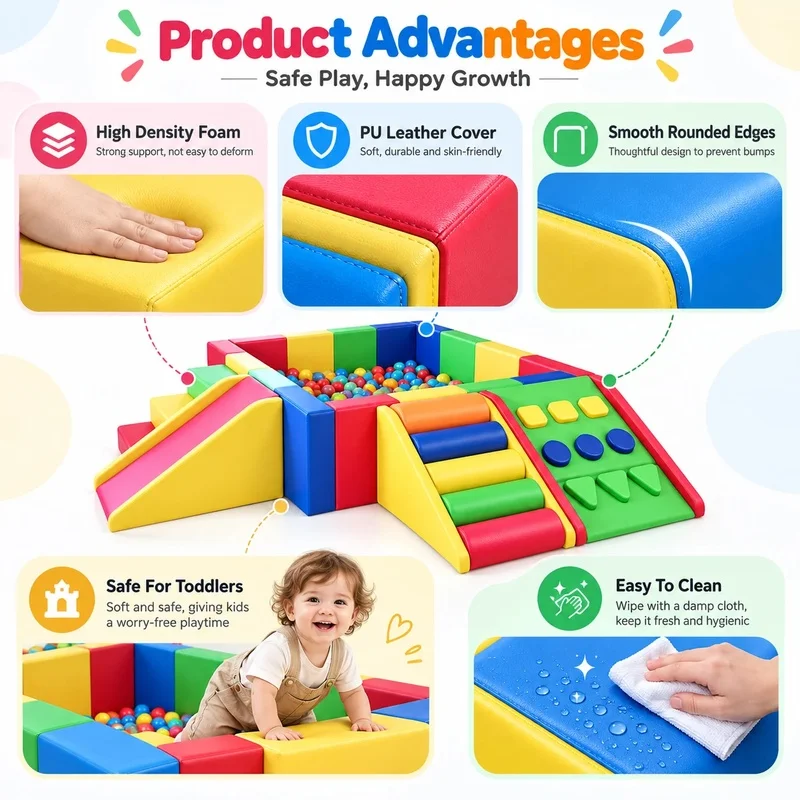 Soft Play Ball Pit Climber Indoor Playground Gym Equipment For Toddlers Kids Climbing Frame Manufacturer OEM Wholesale