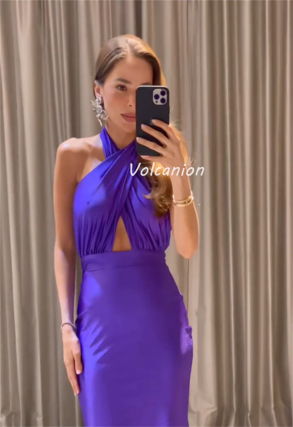 Customized Exquisite Sexy Charmeuse Criss-Cross Draped Ruched Mermaid Halter Long Dresses Bespoke Occasion Dresses Modern Style