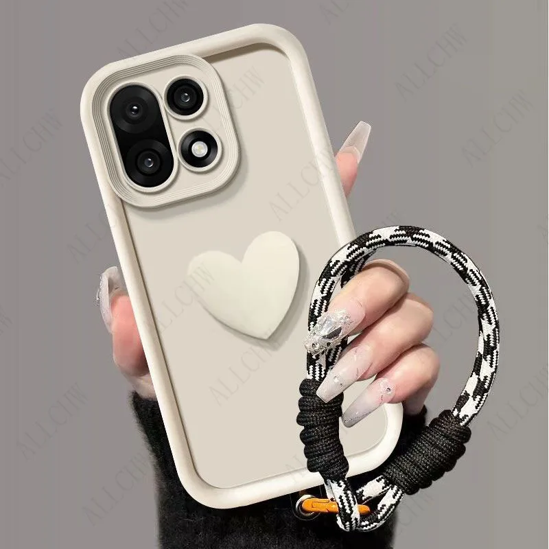 For Oneplus 15 Case For Oneplus 15 Phone Case For Oneplus 15 3D Love Heart Hnad Strap Soft Slicon Matte Back Cover