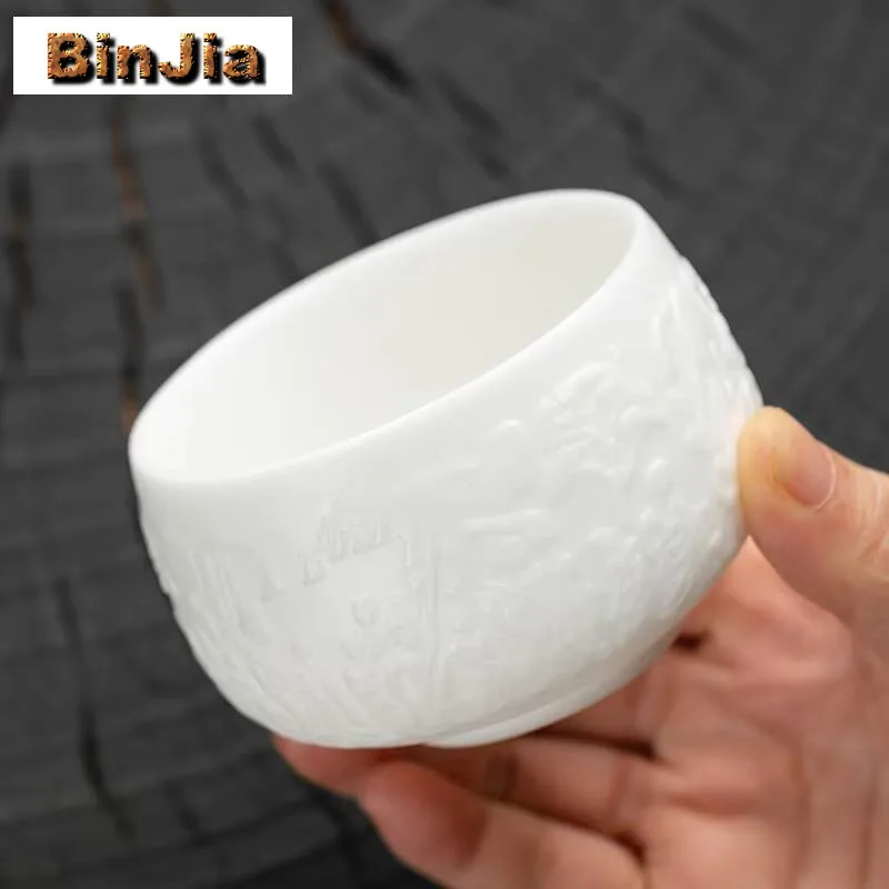 170 مللي الراقية الجليد البذور اليشم الخزف فنجان الشاي الإغاثة دونهوانغ بوذا ماستر كوب الشخصية تشازان تذوق وعاء الشاي الكونغ فو مجموعة #5