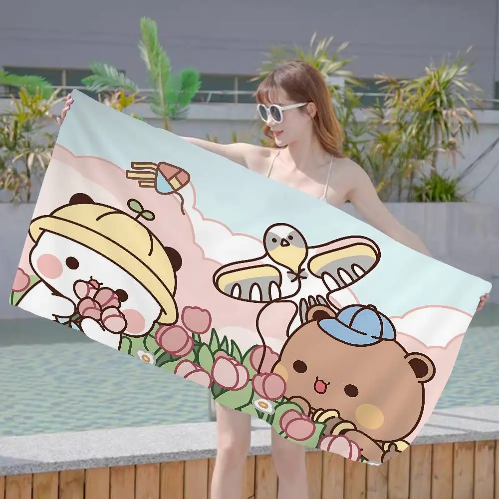 Cartoon Bubu and Dudu Microfiber Printed Beach Towel Mountain Climbing Yoga Beach Swimming Running Absorbent Soft Towel