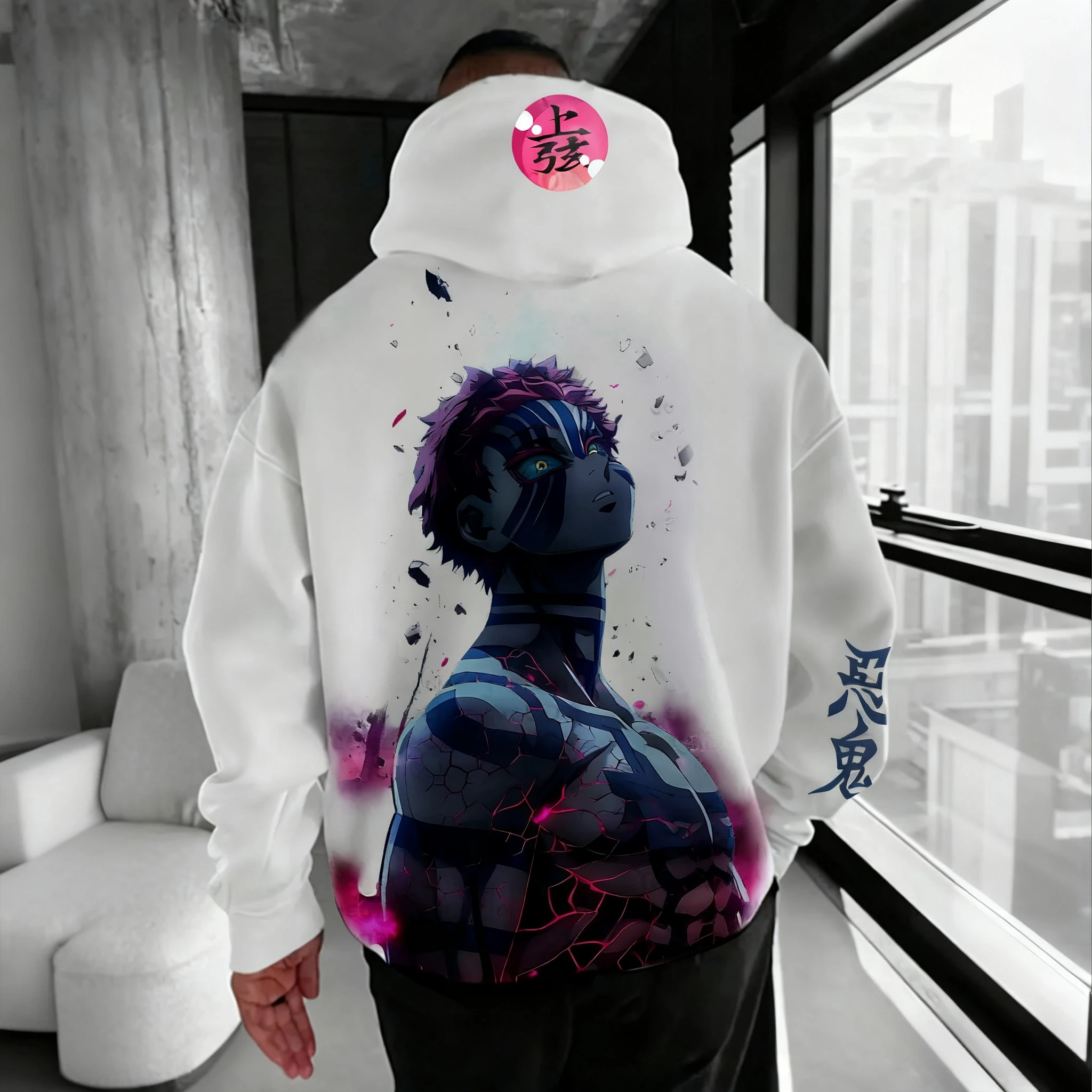 Demon Slayer Anime bedruckter Kapuzenpullover 2025, Herren-Herbst/Winter, neuer Stil, amerikanischer Hip-Hop, lässig, lockerer Eltern-Kind-Pullover