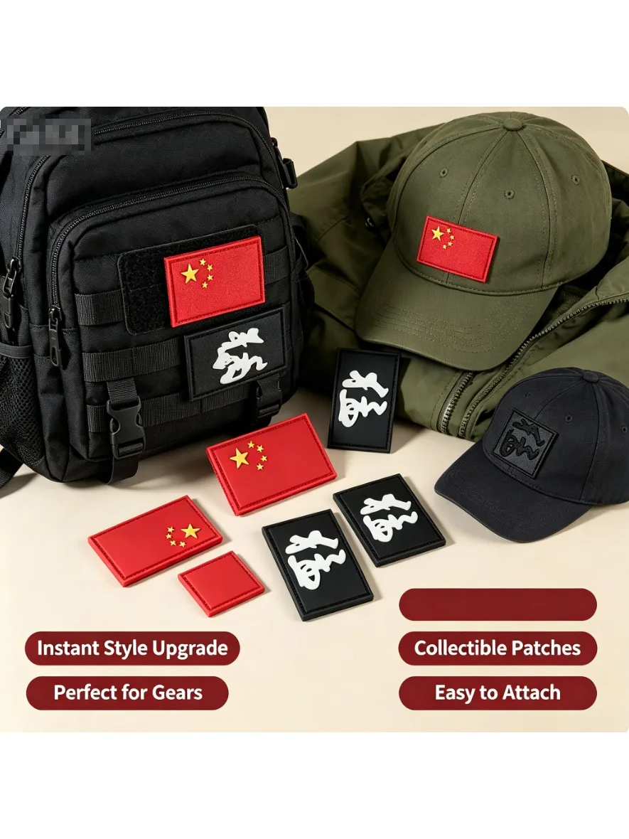 European Countries Embroidered Flag Patches Hook Back with Loop Piece Small Size 6*8cm China USA National Banner Tactical Emblem