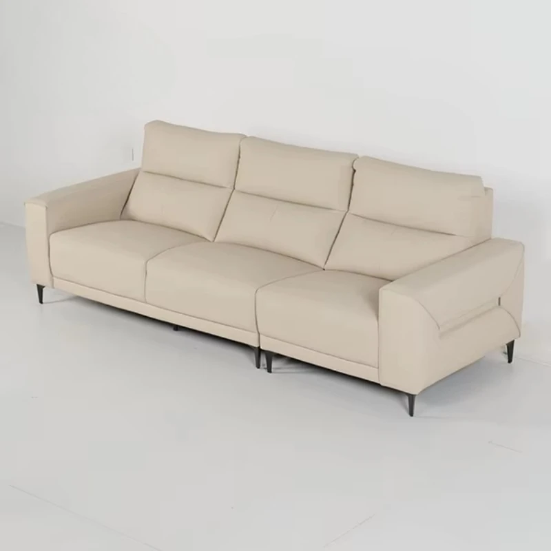Modern simple casual living room leather three-seat square sponge filled sofa