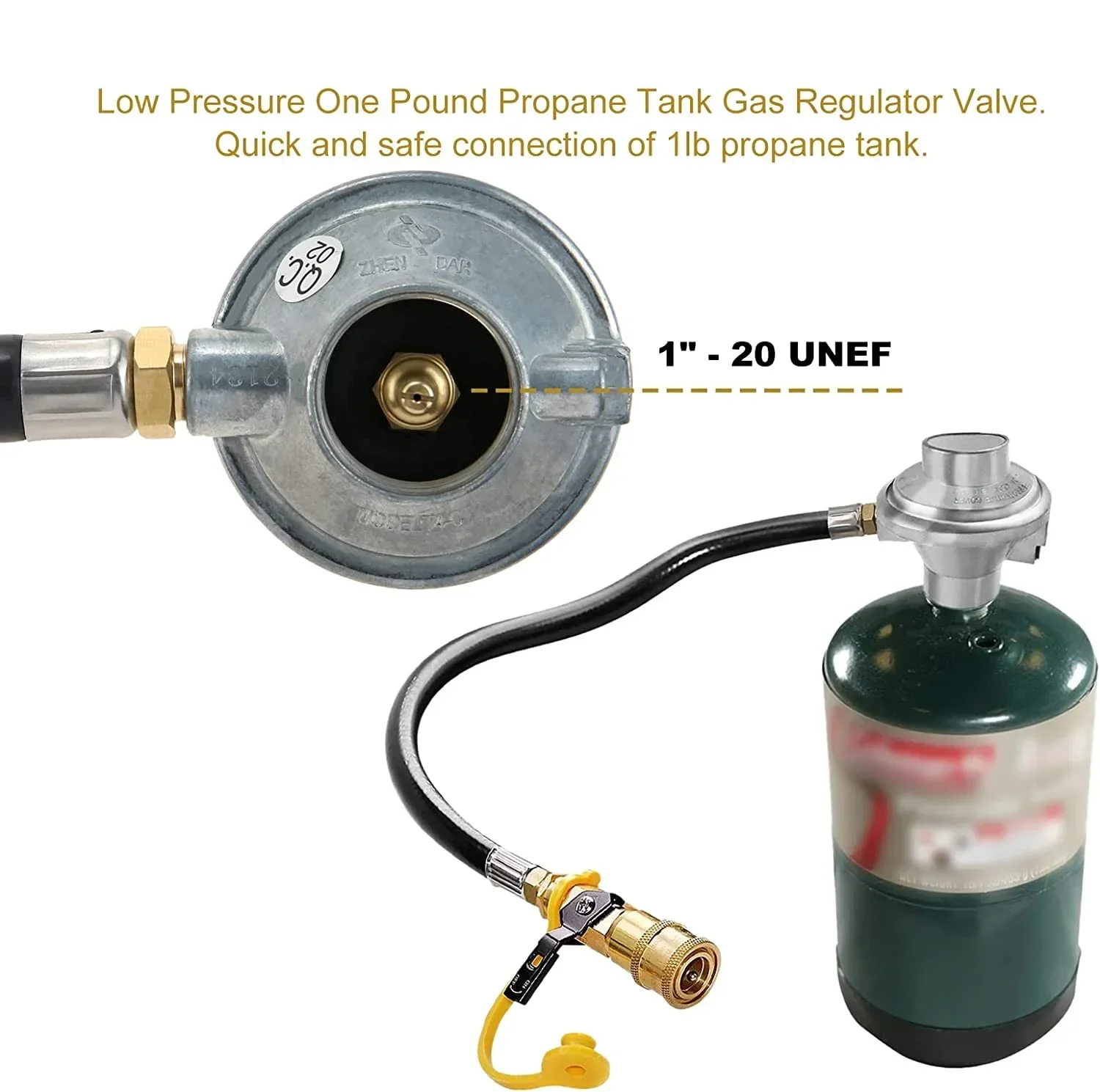 30Inch Low Pressure 1LB Propane Tank Gas Regulator Valve 1/4 Quick Connect Shut Off 1/4 Npt 3/8 Male Flare 3/8 Female Flare Set