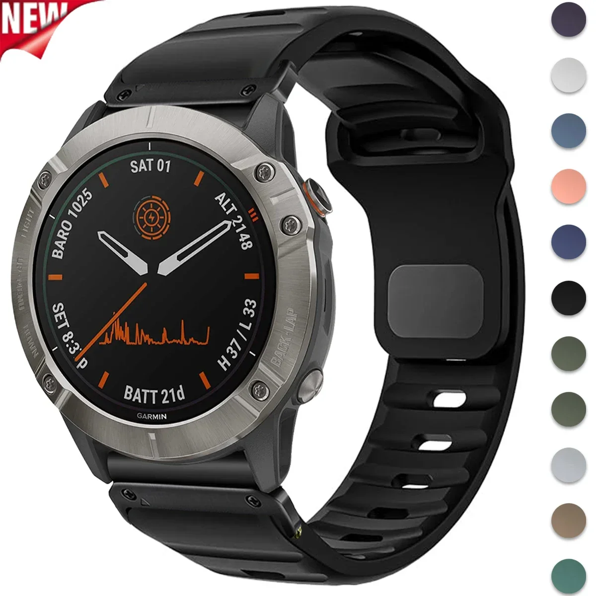

Силиконовый ремешок QuickFit 22 мм 26 мм для Garmin Fenix 8 E 7 7X 6X Pro 5XPlus Epix Pro Gen 2 47 мм 51 мм/Enduro 3 Ремешок для часов без зазоров